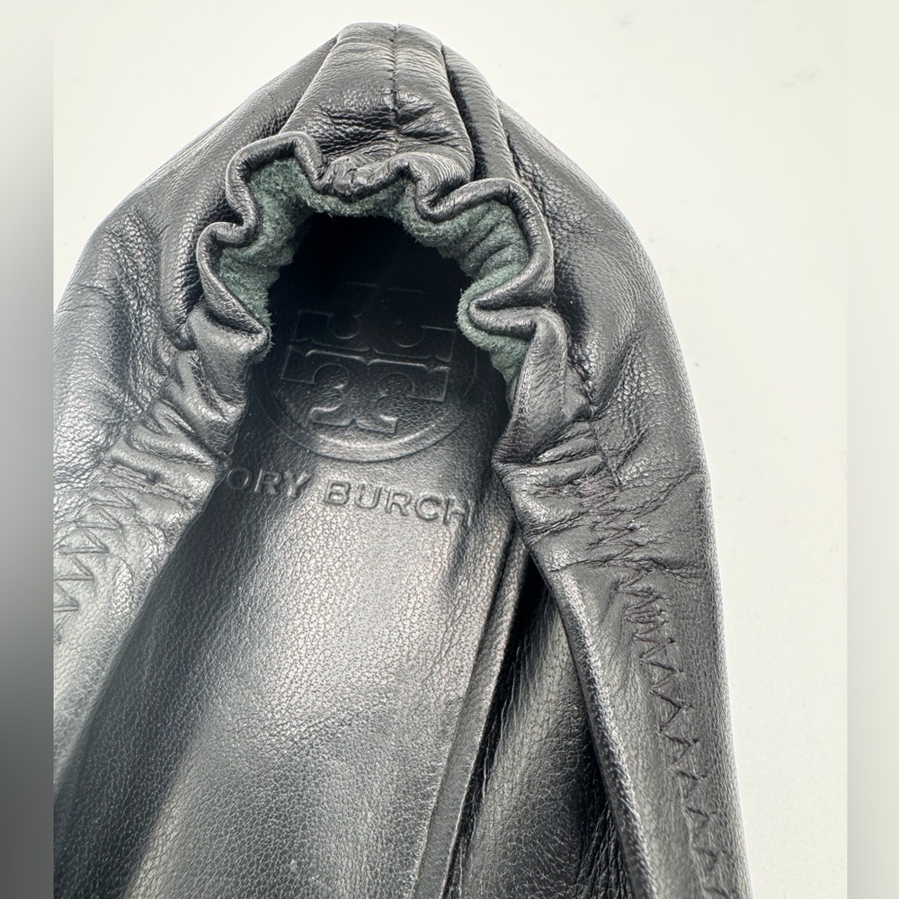 Tory Burch Black Flats with Gold Emblem - Picture 3 of 13